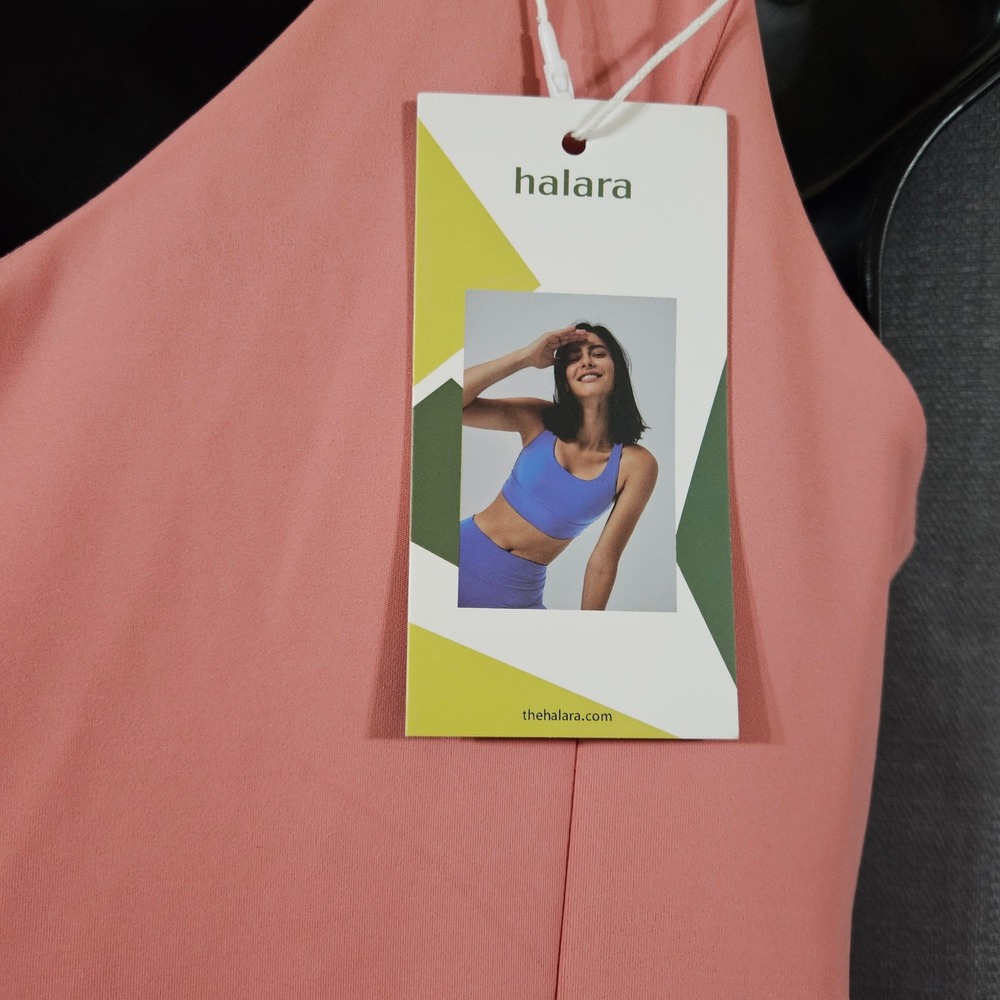 Halara Coral Pink One Shoulder Athletic Exercise Dress Small NEW flared - Picture 4 of 6
